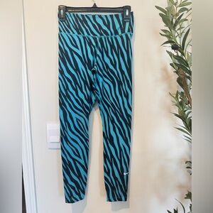 Nike Dri-Fit Blue and Black Zebra Print 7/8 Leggings